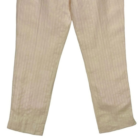 Merona Womens Size 10 100% Linen Split Hem Cream Light Sheen Trouser Pants - Picture 4 of 11
